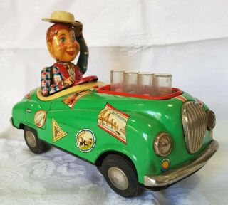 Vintage Japan Modern Toys Howdy Doody Battery Operated Tin Toy Jaguar Car