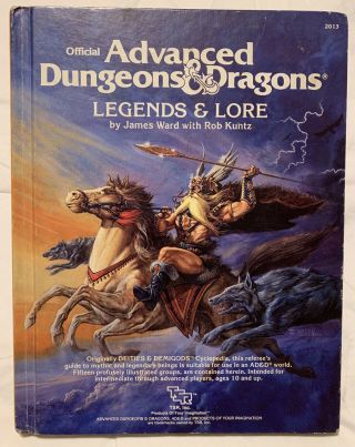 Vintage 1984 Ad&d Advanced Dungeons And Dragons Legends & Lore Book