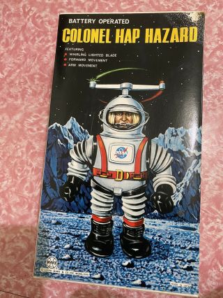 Box A - Vtg 1968 Box Only Marx Colonel Hap Hazard Battery Operated Spaceman Toy