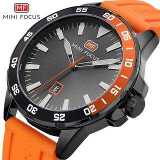 Mini Focus Mens Sports Watch Waterproof Silicone Watchband Calendar Quartz Watch