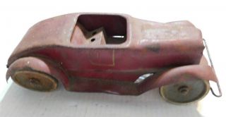 Vintage Kingsbury Wind Up Tin Roadster Hill Climber Pressed Steel Car