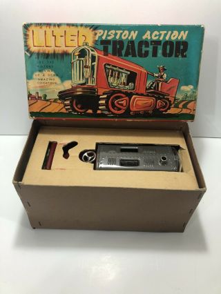 Vintage Japan Tin Battery Operated Lited Piston Action Tractor By Nomura/tn Toys