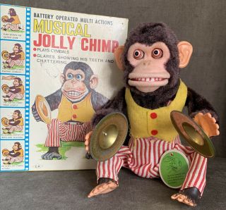 Vintage Daishin Japan Musical Jolly Chimp Toy Story Monkey Box
