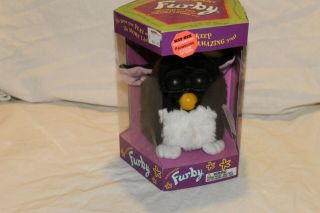 Furby 1998 Black & White Tuxedo With Pink Ears Model 70 - 800 Open Box