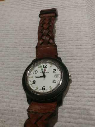 Vintage Victorinox Swiss Army White Watch Face Luminous Dial,  Date Display