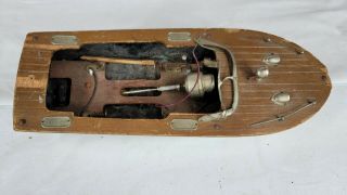 Vintage Wood Model Toy Boat Battery Powered Fleet Line??