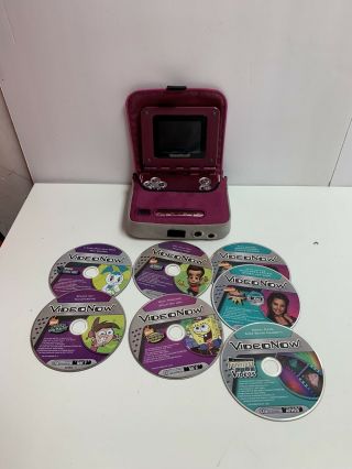 Pink Hasbro Videonow Xp Interactive Dvd Cd Player With 7 Cds And Case
