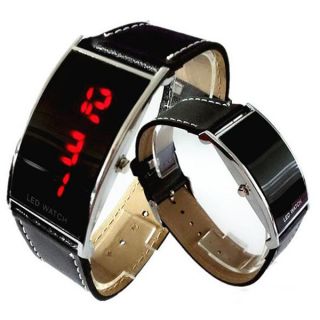 Retro Vintage Style Red Digital Led Watch Stainless Steel Case