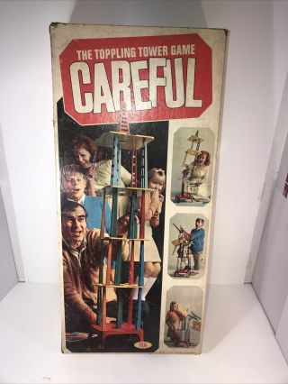 1967 Ideal Toys The Toppling Tower Game Careful & Box Nostalgic Vintage