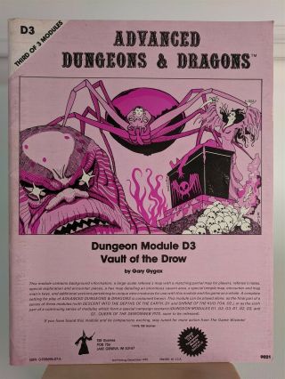 Ad&d Dungeons & Dragons D3 Vault Of The Drow Module 1978 9021