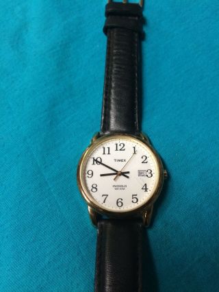 Timex Analog Indiglo Watch With Date And Black Leather Band Rr