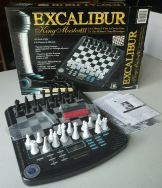 Excalibur King Master Iii Electronic Chess Checkers Magnetic Complete