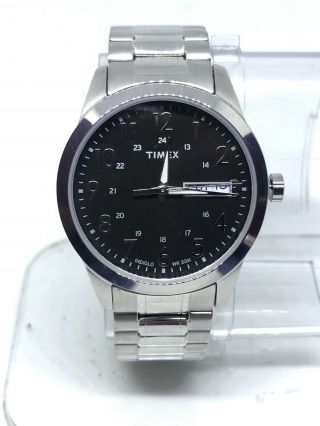 Timex Men’s T2m932 Silver Tone Black Dial Analog Watch 44