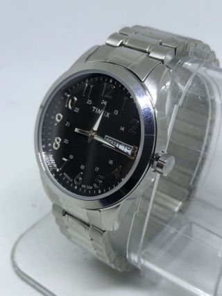 Timex Men’s T2m932 Silver Tone Black Dial Analog Watch 44 2