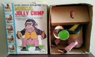 Battery Op Musical Jolly Chimp Boxed With Green Tag 1960 