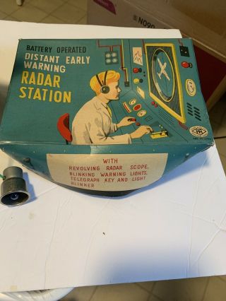 Toy Early Warning Radar Station Battery Operated Tin Japan 1950s