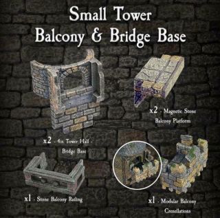 Dwarven Forge Castle Builder Small Tower Balcony & Bridge Base Nm