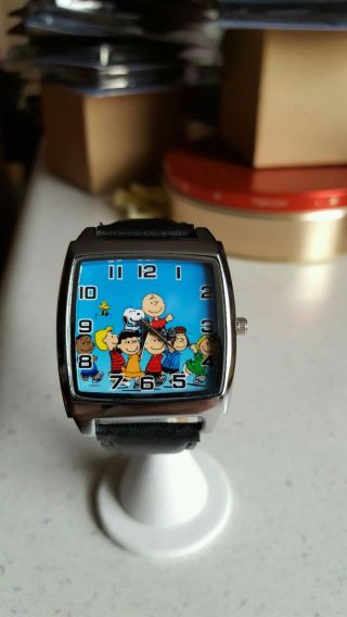 Charlie Brown & Friends Stainless Steel Case Leather Band Wrist Watch