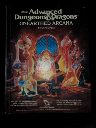 1985 Tsr Ad&d Unearthed Arcana 2017,  True First Print,