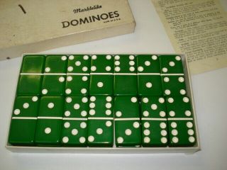 Full Set Of Vintage Puremco Greens Bakelite Dominoes Standard 616
