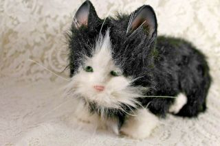 2002 Fur Real Friends Black & White Persian Cat