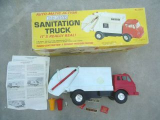 Vintage Load Master Battery Operated Sanitation Trash Truck Toy W/ Box As - Is