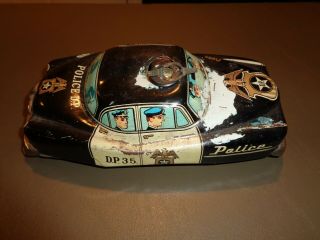 Vintage Old Battery Operated Police Highway Patrol Car Litho Tin Toy Japan Tn