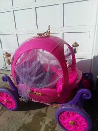 Disney Princess Carriage Battery Powered 24v Royal Car Cinderella Ride Girls Toy
