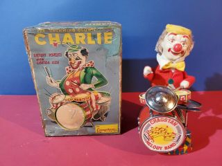 Battery Operated Charlie The Drumming Clown Tin Toy Box Cragstan