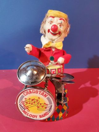 Battery Operated Charlie The Drumming Clown Tin Toy box cragstan 2