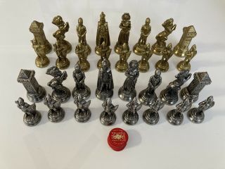 Italfama Brass & Nickel Chess Set Complete Italian / Italy