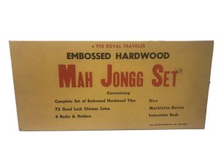 Vintage The Royal Traveler Mah Jongg Set With Embossed Hardwood Tiles - 1969/70
