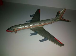 Vintage Tin Tamiya AMERICAN AIRLINES Jet Plane Japan Boeing Astrojet 707 14 