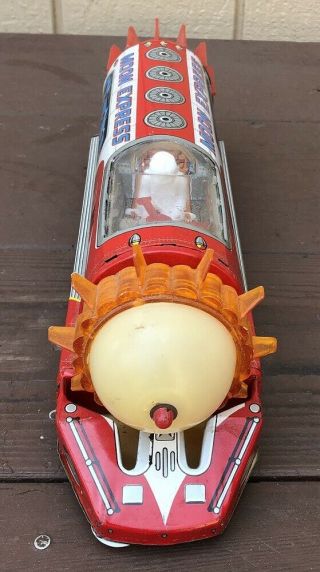 MAGIC COLOR MOON EXPRESS TRAIN Battery Operated Tin Toy 3