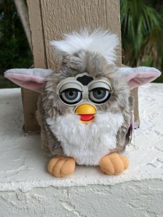 1998 Furby White And Grey Gray Model 70 - 800 Tiger Electronics With Tag