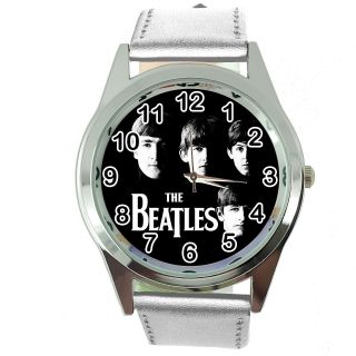 The Beatles Silver Leather Rock Music Legend Round Cd Dvd Tv Steel Watch E0