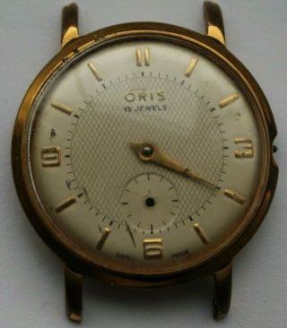 Oris 15 J Mens Vintage Watch Art Deco Gold Plated Cal 461 Parts Military Sub Old