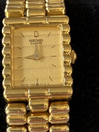 Vintage Ladies Seiko Quartz Gold Tone Watch 1f20 - 5b30 Running 26