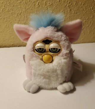 1999 Furby Babies Pink White Fur Blue Hair Eyes Tiger 70 - 940 W/ Tags Box Gen 1