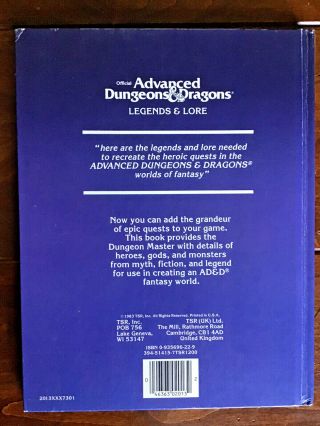 Dungeons and Dragons 1st edition Legends and Lore 1984 2