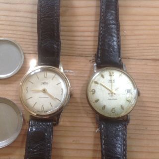 Vintage Smiths 5 Jewels Mechanical Men Watches X 2.  For Repair.