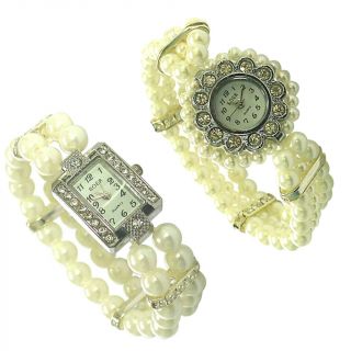 Imitation Pearl Crystal Watch Strap Quartz Watch Fashionable Wristband Watch