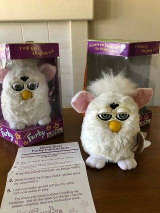 Furby 70 - 800 Series 1 Tiger Snowball Electronic Toy - White - 1st Edition -