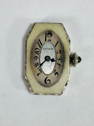 Vintage Gruen Guild 15 Jewel 4 Four Watch Runs W Cabochon Sapphire Crown
