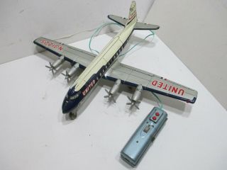 United Airlines Dc - 7 Mainliner Battery Op Turning Props Lighted Cab Vg Con Japan