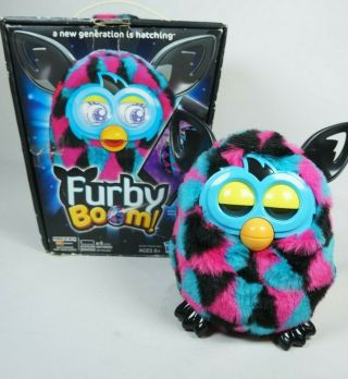 Hasbro Furby Boom Blue Pink Black Triangles Talking Interactive Toy