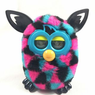 Hasbro Furby 2012 Pink Black Blue Triangles Interactive Toy And