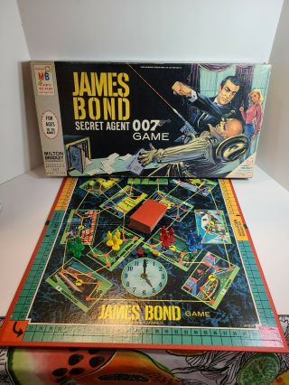 Vintage 1964 James Bond Secret Agent 007 Board Game By Milton Bradley Complete