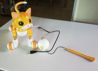 Zoomer Kitty Interactive Robotic Orange & White Cat - W/ Toy And Charge Cable