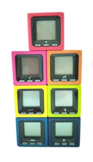 Qty: 7 Cube World Electronic Series 1 - 3 Stick People Lcd Radica Dusty
